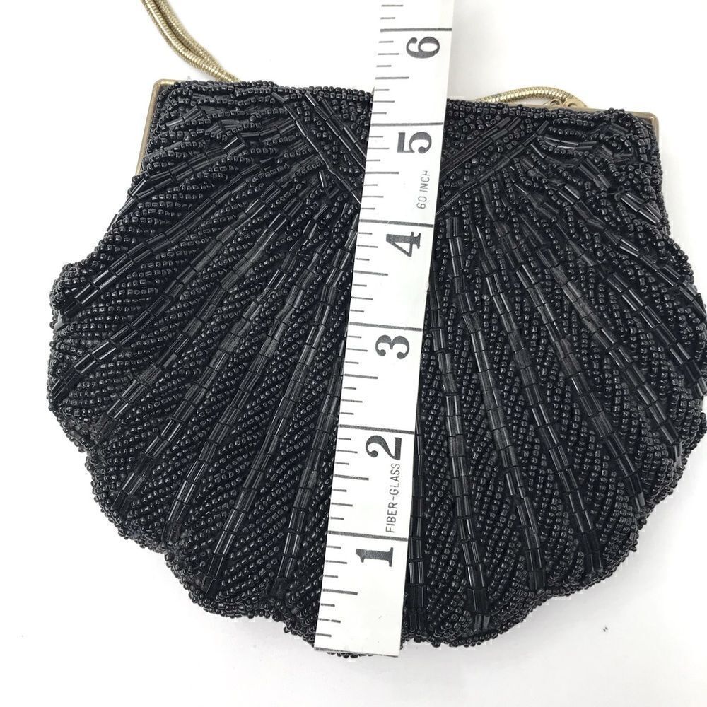 Black Beaded Retro Shell Shaped Mini Shoulder Bag - Picture 9 of 12